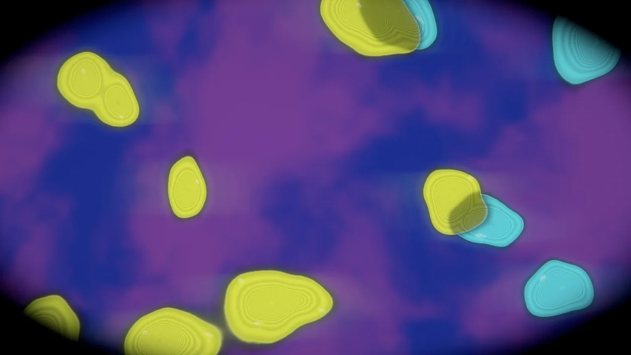 Coloured oils floating in water